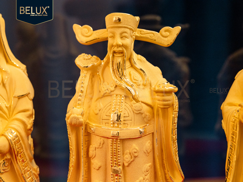 Bộ tượng tam đa Phúc Lộc Thọ vàng cát 12x11x26cm